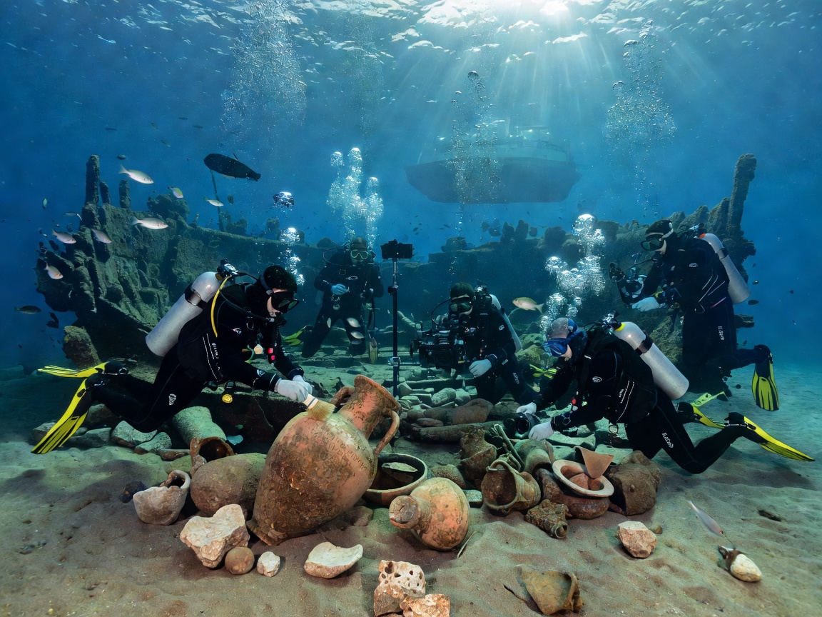 Deep sea clear blue waters for underwater archaeological research in Malta